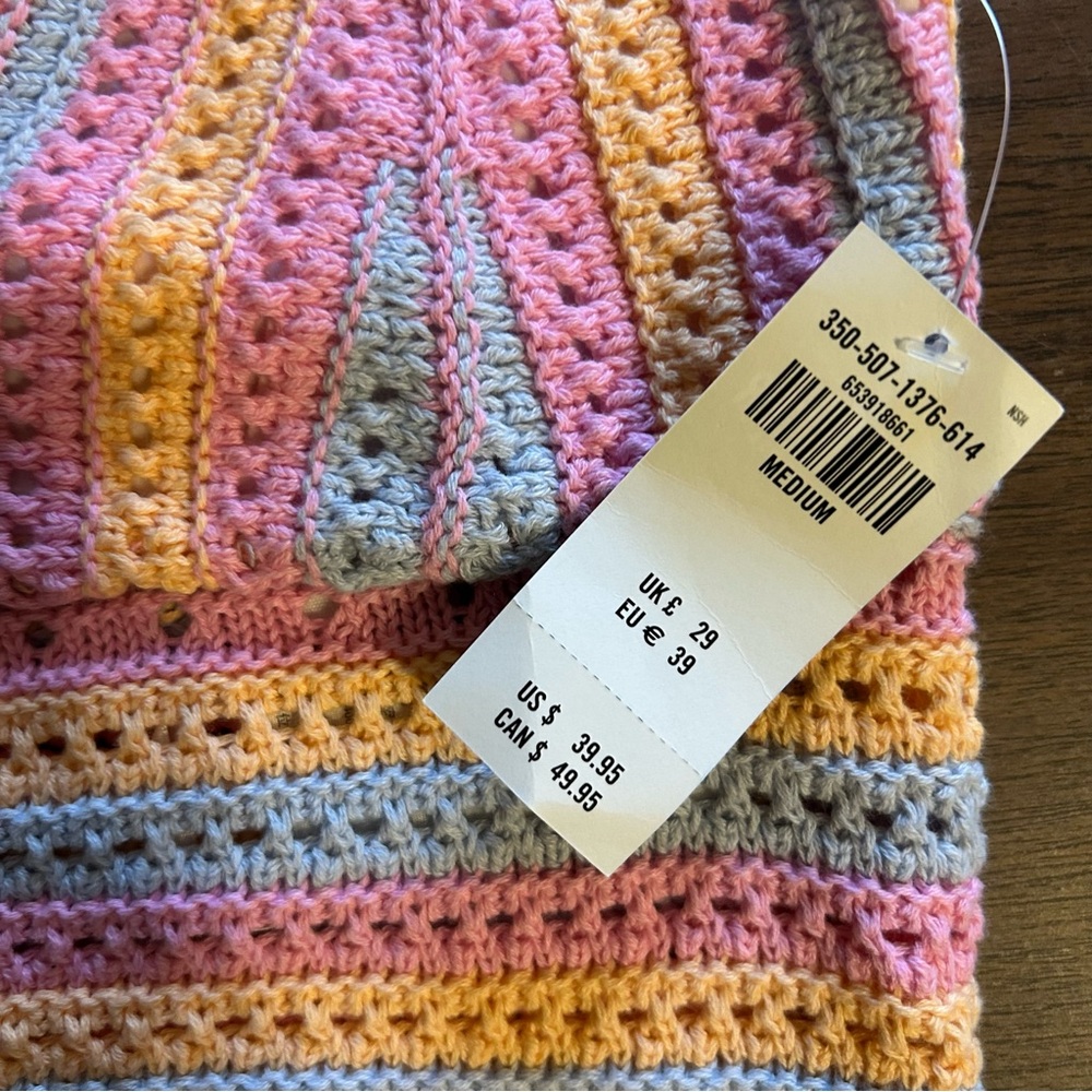 Hollister Crochet Halter Women Medium Top Festival Rainbow Knit Boho NWT - Picture 4 of 9
